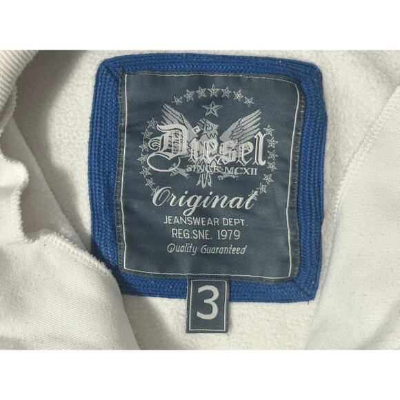 Vintage Diesel Jacket – White & Blue Striped, Size Large - Picture 3 of 3